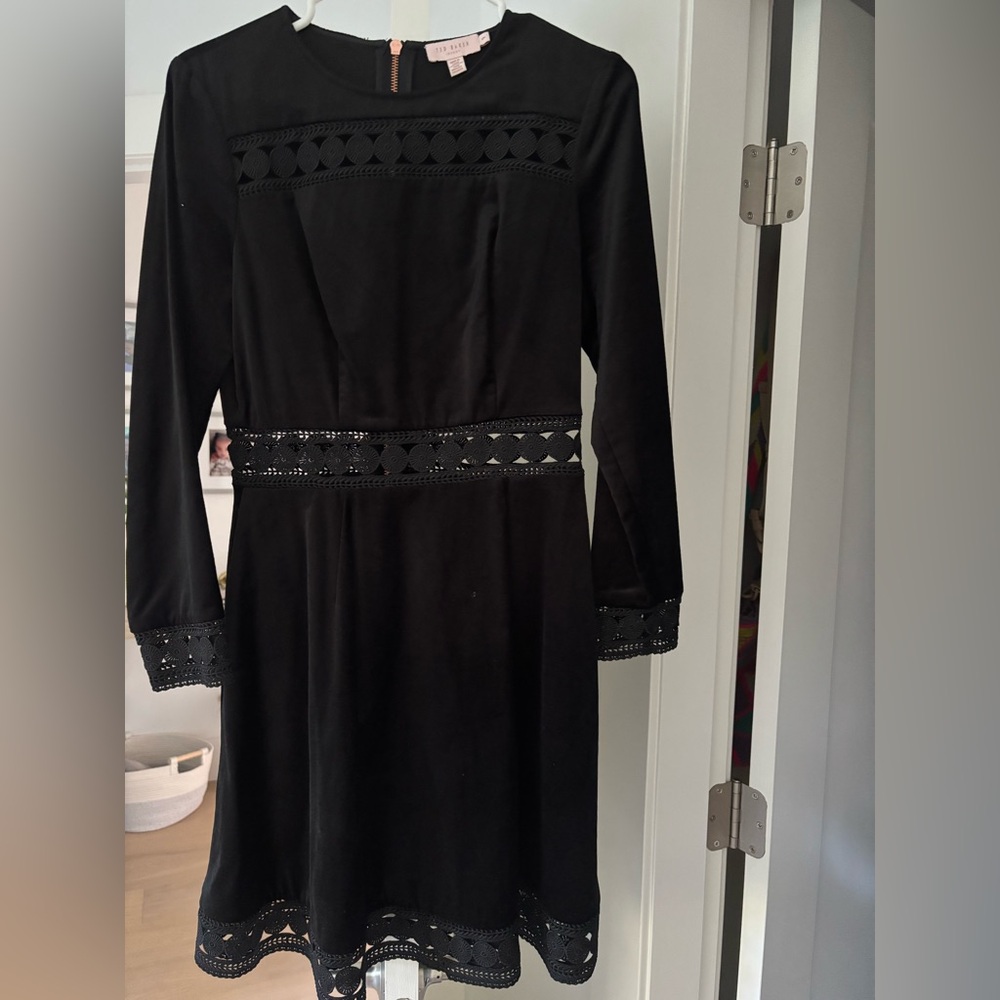 Ted Baker Black Dress with Circular Embroidery